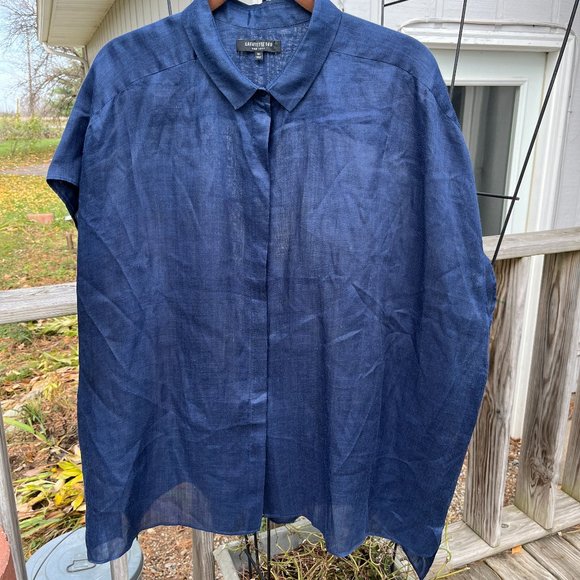 Lafayette 148 New York - 1x Sheer Blue Button Down Shell - Picture 1 of 9